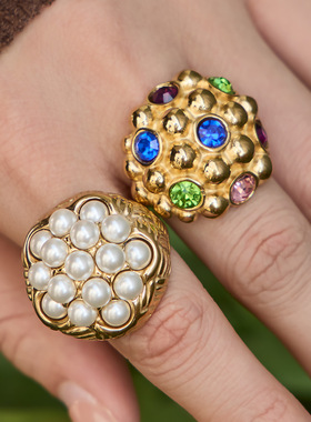 欧美跨境新款石榴形设计镶仿珍珠