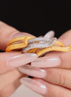 INS风潮流双层蛇形戒指螺纹鳞片