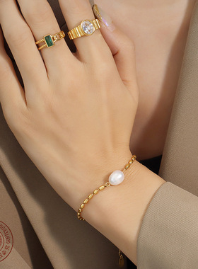 韩系淡水珍珠拼接米珠气质金属