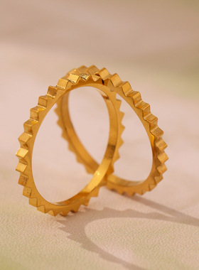 摩天轮欧美时尚细线条钛钢镀18k