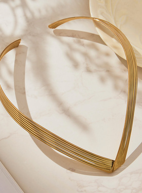 夸张极简主义V形项圈不锈钢PVD真