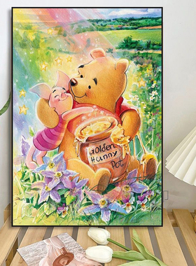 DIY小熊维尼小猪跳色儿童油画