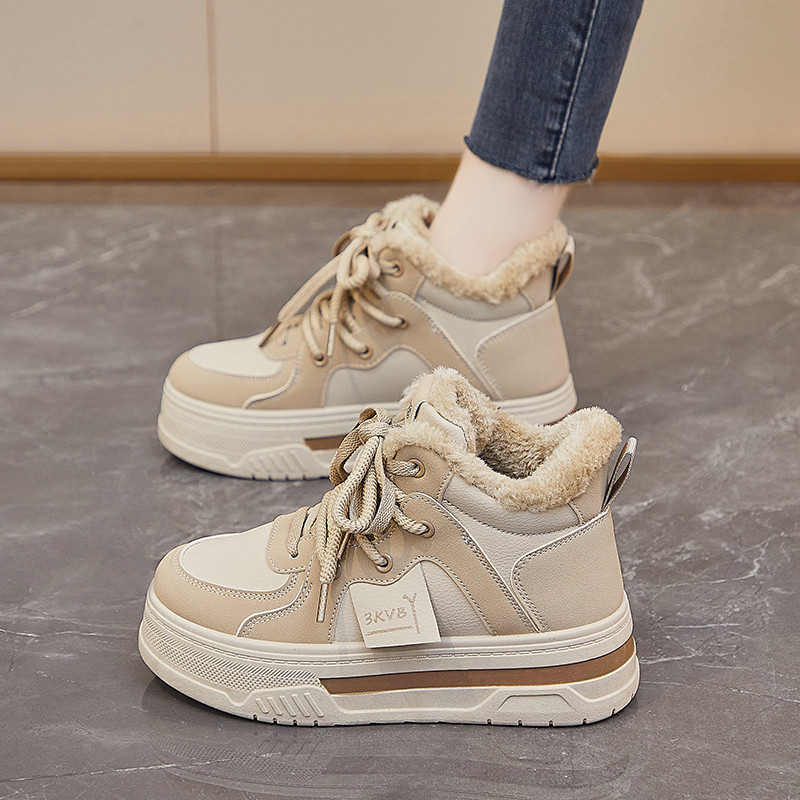 高帮棉鞋女2025新款冬季女士加绒保暖运动板鞋厚底防滑雪地靴34码,淘宝优惠券,粉丝福利购,淘宝优惠卷