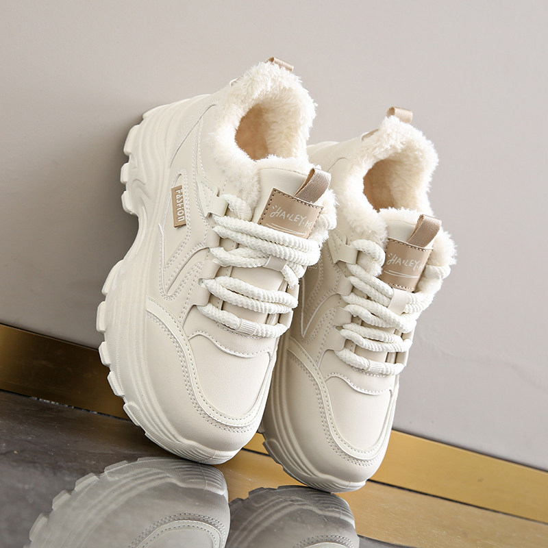 莆田真皮加绒厚底老爹鞋女冬季2025新款显脚小码34增高运动二棉鞋,淘宝优惠券,粉丝福利购,淘宝优惠卷