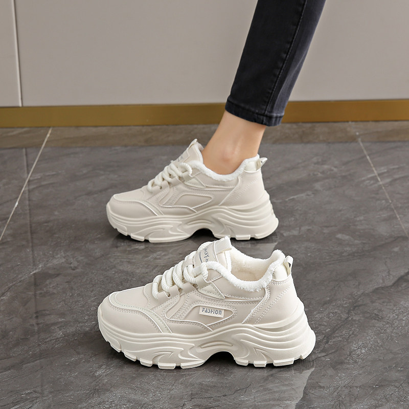 莆田真皮加绒厚底老爹鞋女冬季2025新款显脚小码34增高运动二棉鞋,淘宝优惠券,粉丝福利购,淘宝优惠卷