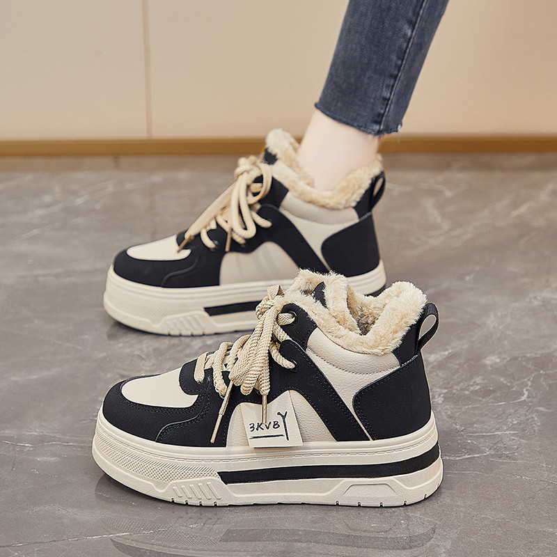 高帮棉鞋女2025新款冬季女士加绒保暖运动板鞋厚底防滑雪地靴34码,淘宝优惠券,粉丝福利购,淘宝优惠卷
