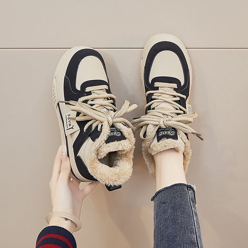 高帮棉鞋女2025新款冬季女士加绒保暖运动板鞋厚底防滑雪地靴34码,淘宝优惠券,粉丝福利购,淘宝优惠卷