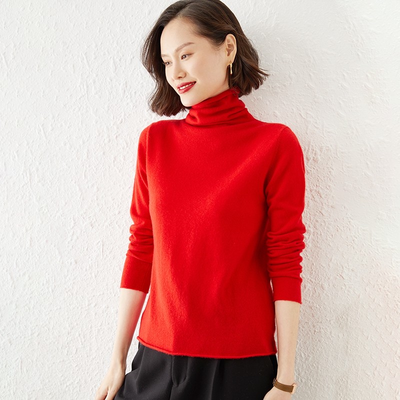 卷边堆堆领针织羊毛衫女秋冬款套头高领纯色毛衣长袖内搭打底上衣,淘宝优惠券,粉丝福利购,淘宝优惠卷