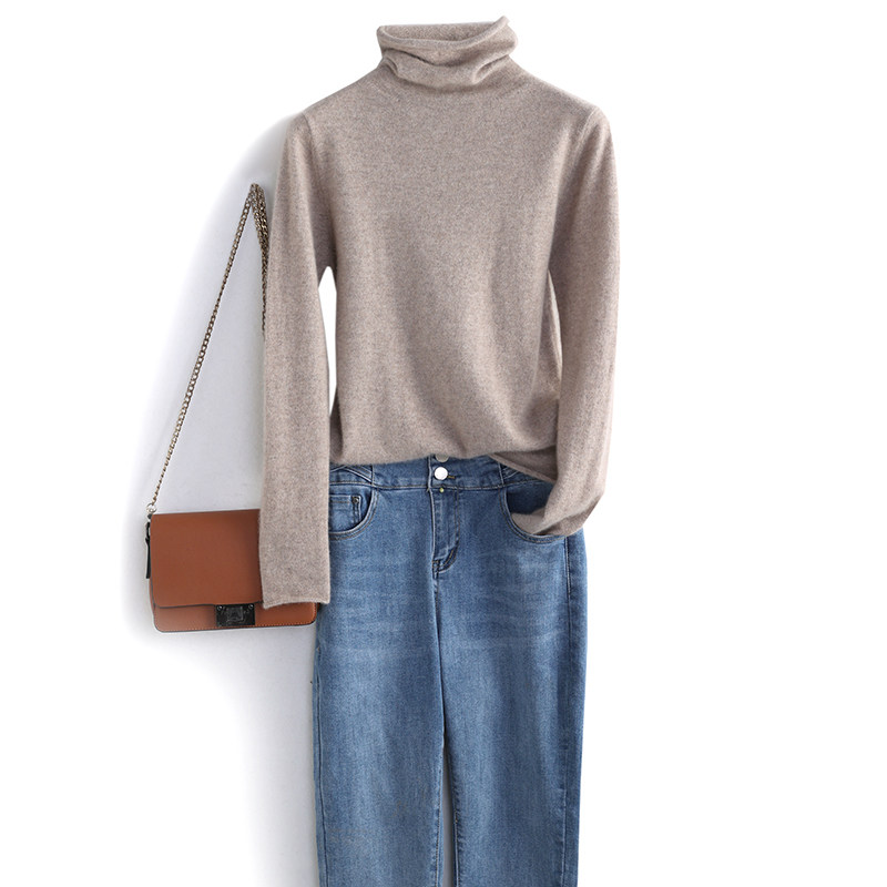 卷边堆堆领针织羊毛衫女秋冬款套头高领纯色毛衣长袖内搭打底上衣,淘宝优惠券,粉丝福利购,淘宝优惠卷