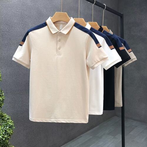 夏季男士有领短袖T恤衫衬衫带领子tx休闲衣服男装宽松翻领polo衫 - 图0