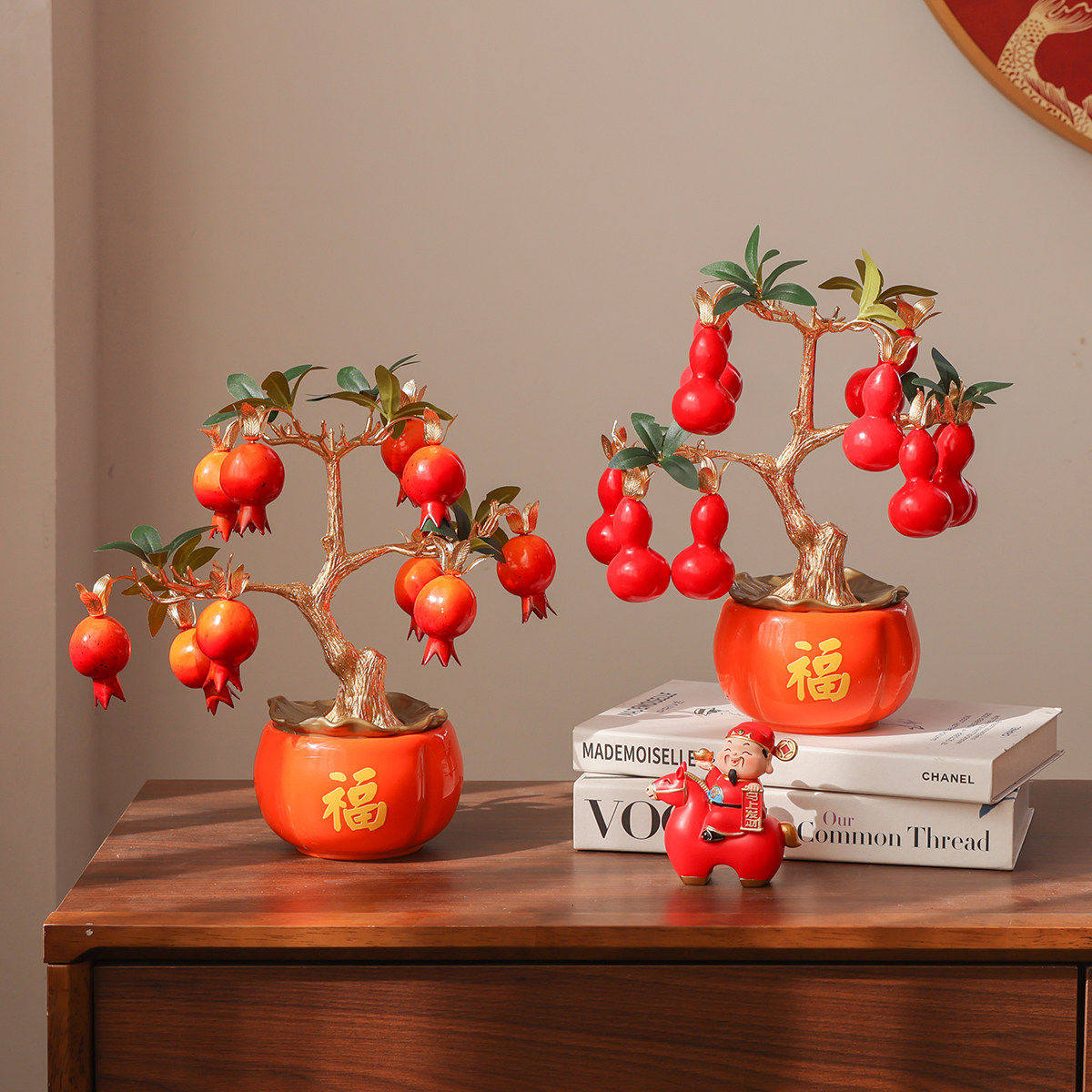 假花仿真花年宵花新年餐桌柿子装饰品客厅发财树摆件轻奢高端花艺,淘宝优惠券,粉丝福利购,淘宝优惠卷