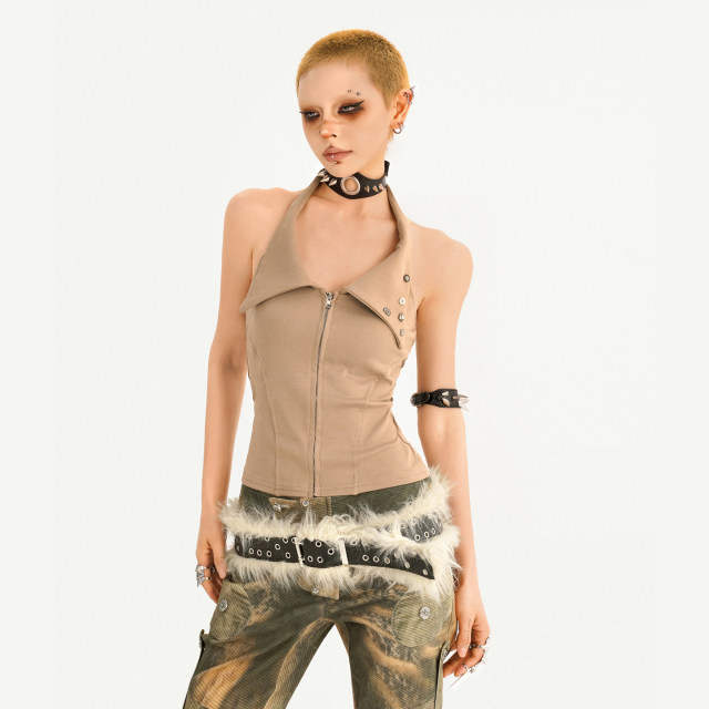 Cool Molly Lapel Halter Slimming Vest ແບບໃຫມ່