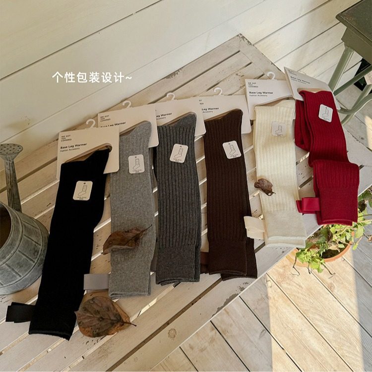 缪系秀场安可拉红色蝴蝶结条纹及膝小腿袜秋冬季纯色少女显瘦长袜,淘宝优惠券,粉丝福利购,淘宝优惠卷