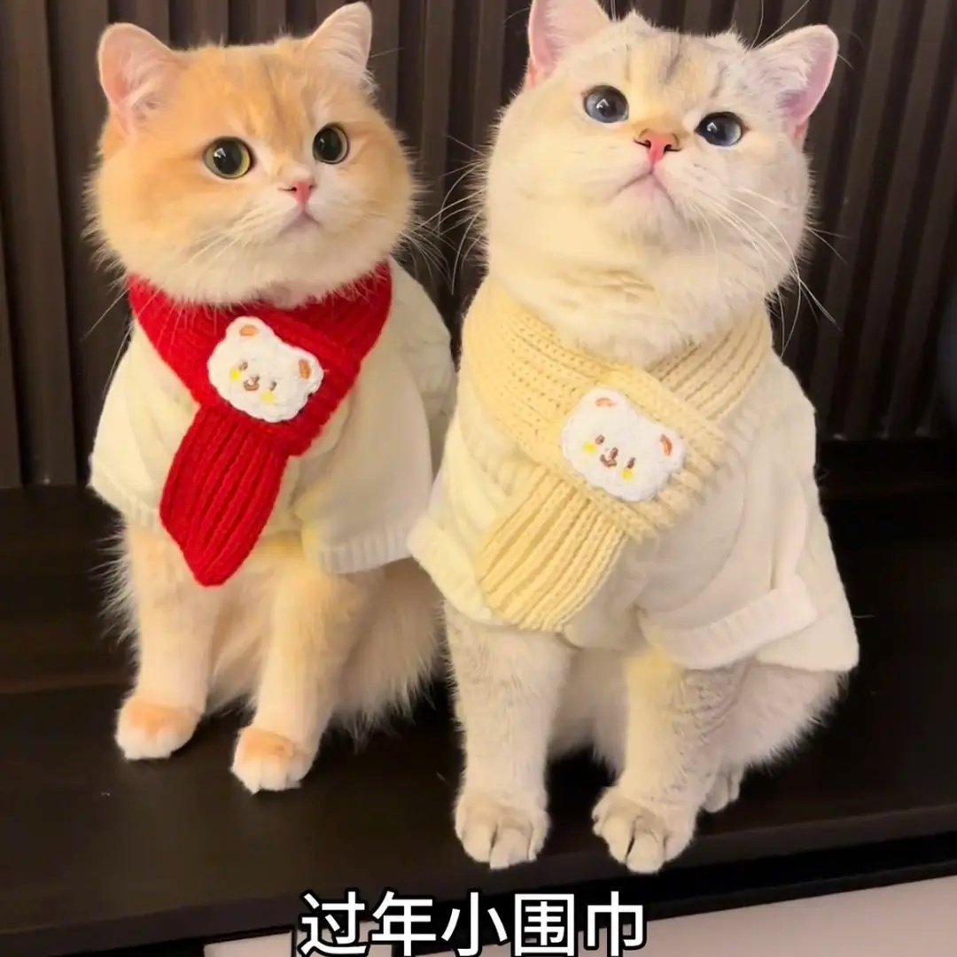 给毛孩子的新年礼物】猫咪围脖红色围巾小猫围脖喜庆过年宠物围巾,淘宝优惠券,粉丝福利购,淘宝优惠卷