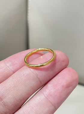 古法仿金素圈结婚叠戴不掉色戒指