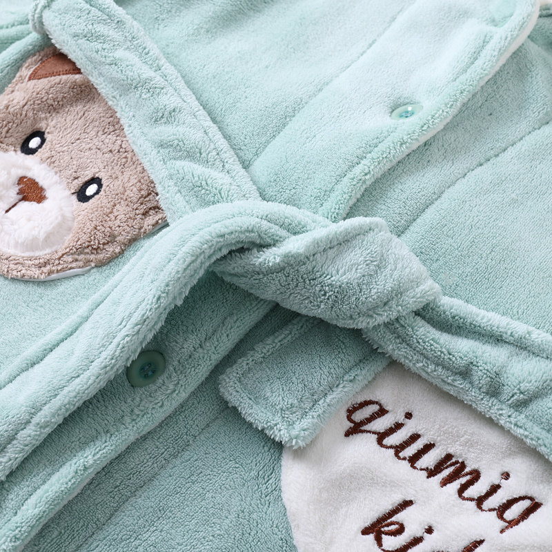 秋冬季男童吸水速干儿童浴袍中大童睡衣女童加厚珊瑚绒宝宝睡袍,淘宝优惠券,粉丝福利购,淘宝优惠卷