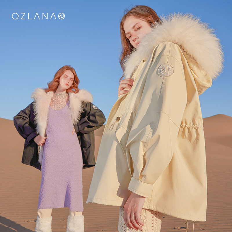 ozlana派克服皮毛一体兔毛皮草大衣