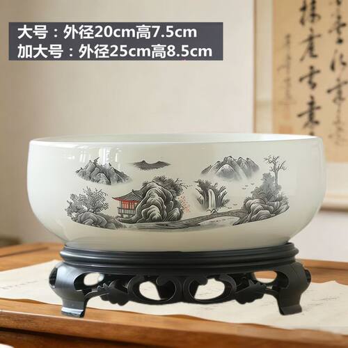 大号无孔碗莲荷花水培铜钱草水仙绿萝花盆陶瓷盆创意水养专用容器_虎窝淘