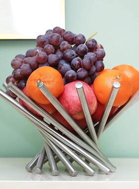 ins韩风不锈钢水果篮托盘线型果盘/达芬奇果盘创意造型装饰摆件