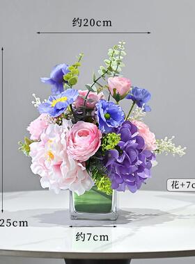 混合式彷真花组合玻璃摆