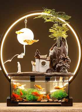 流水生财摆件桌面循环水招财装饰