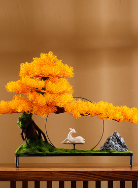 新中式禅意仿真绿植盆景盆栽摆件