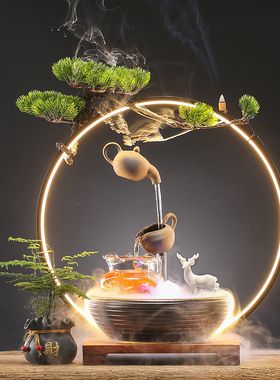 悬壶流水鱼缸办公室桌面开业礼品