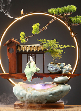 流水摆件办公室桌面雾化加湿器