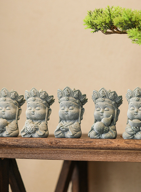 浮印青砂石实心佛像茶宠摆件