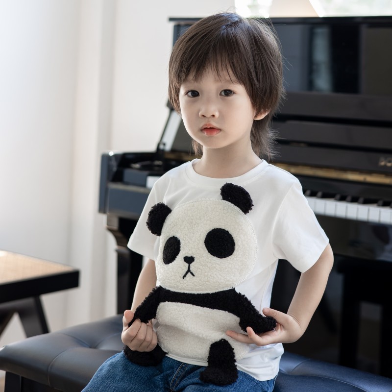 可爱卡通立体小熊猫衣服亲子装T恤短袖儿童男童女童宝宝上衣夏季 - 图2