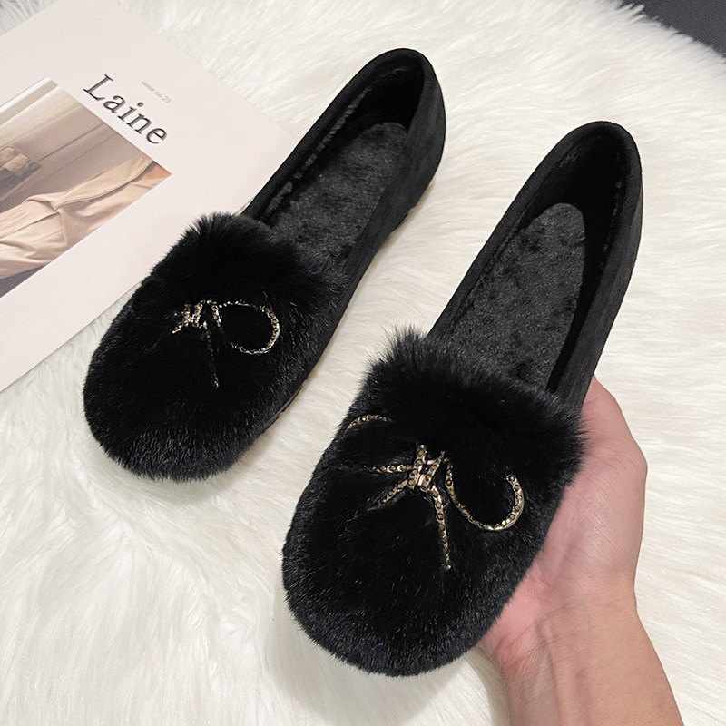 豆豆鞋女冬加绒2025新款爆款毛毛外穿一脚蹬网红保暖秋冬平底棉鞋,淘宝优惠券,粉丝福利购,淘宝优惠卷