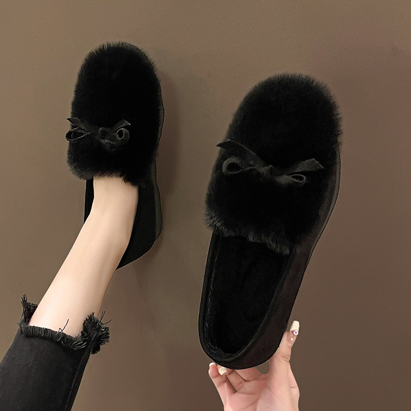 毛毛鞋女冬外穿2025年新款加绒一脚蹬厚底浅口软底秋冬豆豆棉鞋子,淘宝优惠券,粉丝福利购,淘宝优惠卷