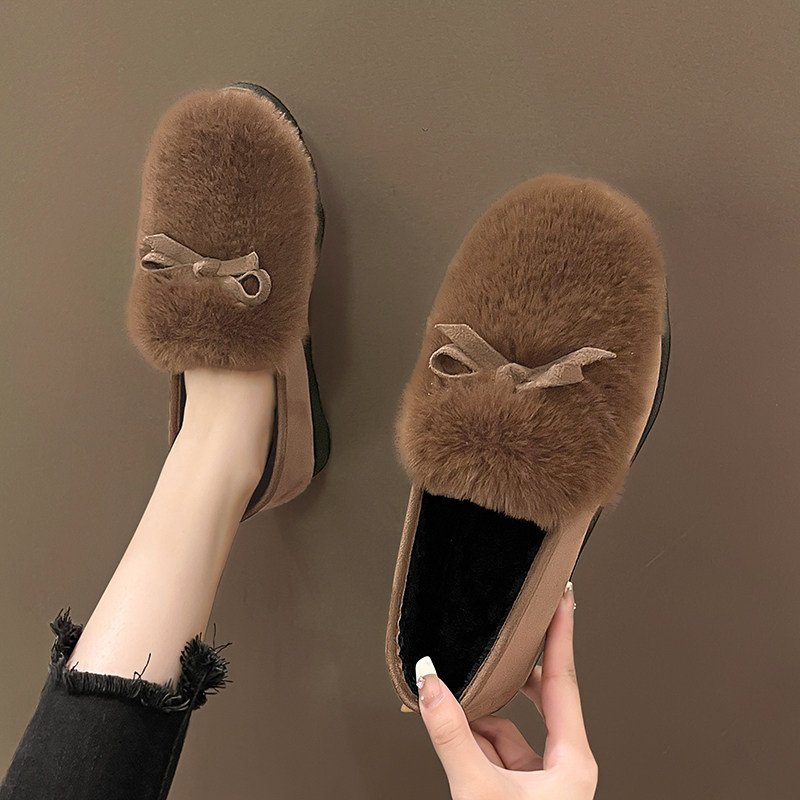 毛毛鞋女冬外穿2025年新款加绒一脚蹬厚底浅口软底秋冬豆豆棉鞋子,淘宝优惠券,粉丝福利购,淘宝优惠卷