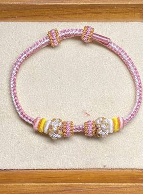 纯手工编织凯蒂猫公主风手绳diy可穿hellokitty黄金饰品学生手链