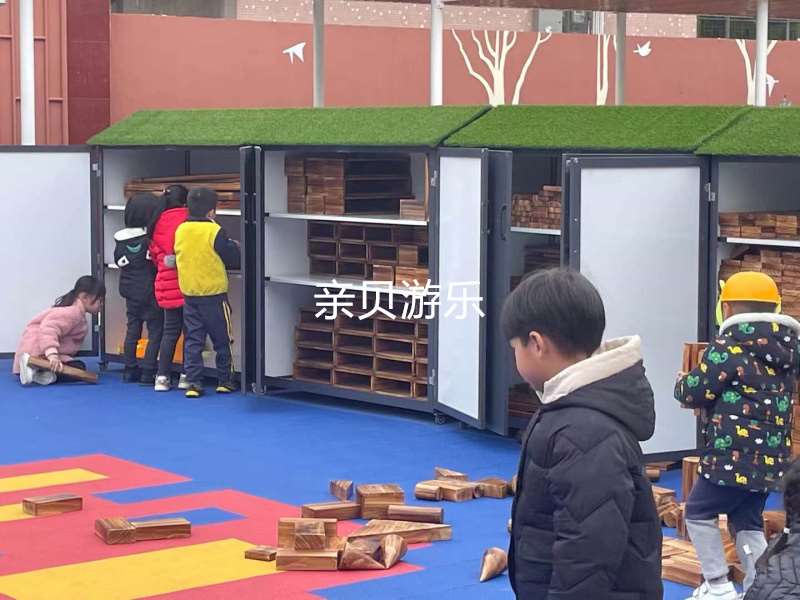 幼儿园户外玩具柜置物收纳架防雨柜儿童室外玩具柜带门带轮涂鸦柜-图1