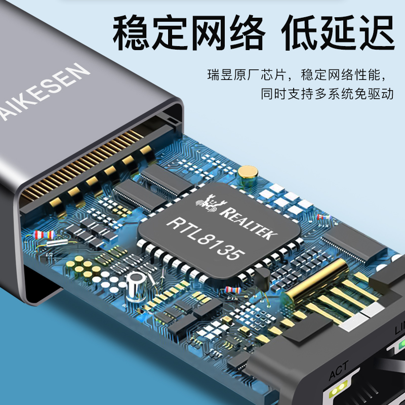 泰克森usb转网线转换器air分线器转接千兆网卡接头type-c扩展坞笔记本电脑网络接口pro