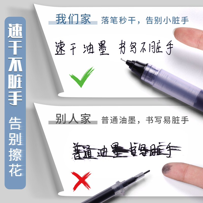 晨光Z1速干直液式走珠笔0.5mm学生用大容量刷题笔顺滑不断墨黑笔作业神器全针管彩色中性笔水笔学生考试专用 - 图1