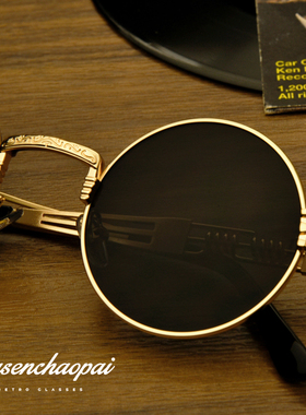 欧美朋克风防紫外圆形男女款墨镜