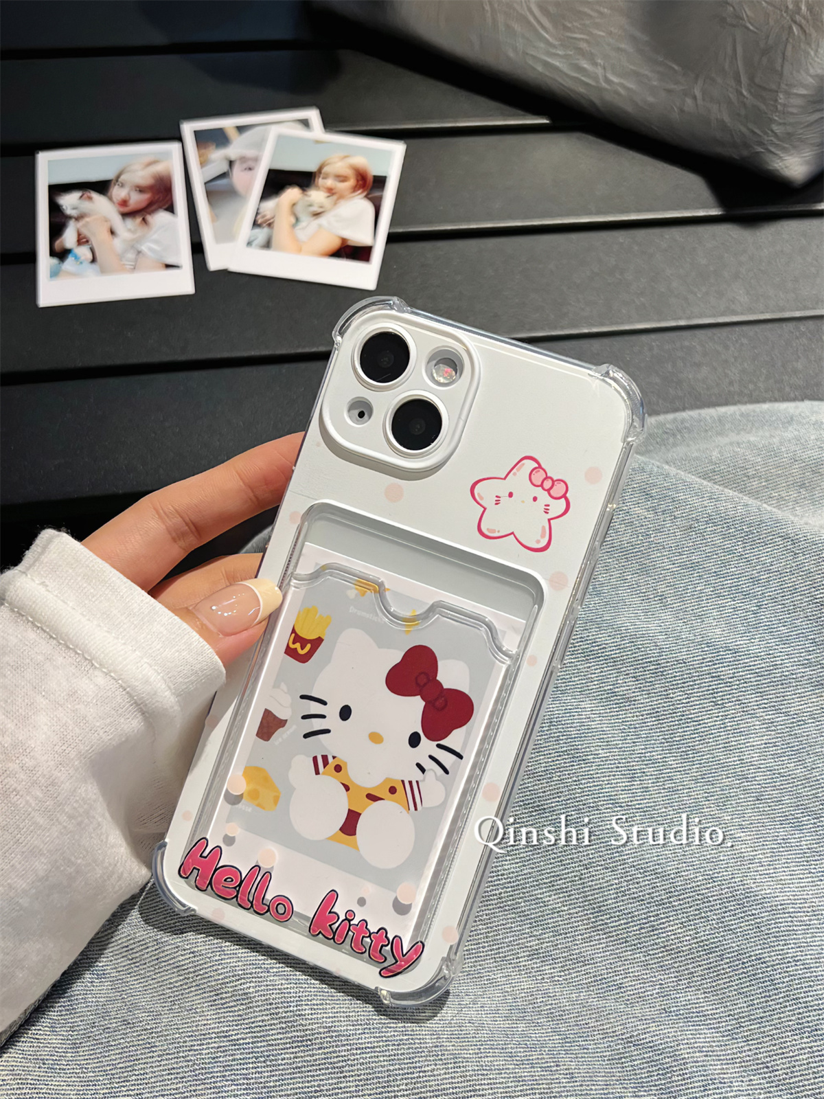 勤仕 原创kitty卡包适用iphone16手机壳苹果15新款14promax女款13透明DIY定制照片12可爱14pro硅胶11防摔全包 - 图1