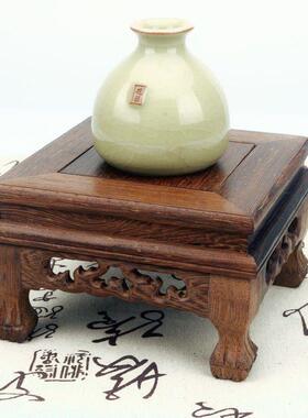 木质底座雕刻工艺品奇石头鸡翅木托架实木质花盆佛像花瓶摆件