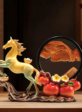 马上有钱流沙画摆件乔迁礼盒装