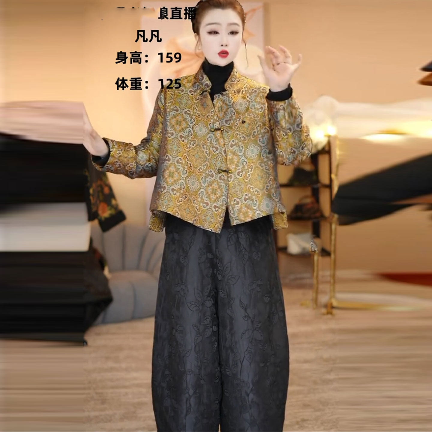 新中式盘扣加棉棉衣棉裤套装女大码冬装新款立领棉服+夹棉九分裤,淘宝优惠券,粉丝福利购,淘宝优惠卷