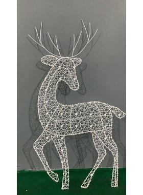 现货跨境圣诞鹿家3件套白色闪光母鹿小鹿大型圣诞饰品可发光摆件