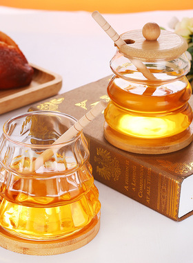 家用透明玻璃蜂蜜罐创意