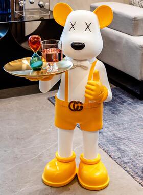 创意熊落地板房间装饰品托大型摆件客厅收纳样盘乔迁新居礼品