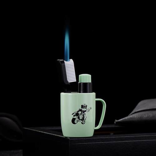 新款网红创意茶杯牙刷充气打火机塑料摆件礼品直冲防风点烟器烟具 - 图2