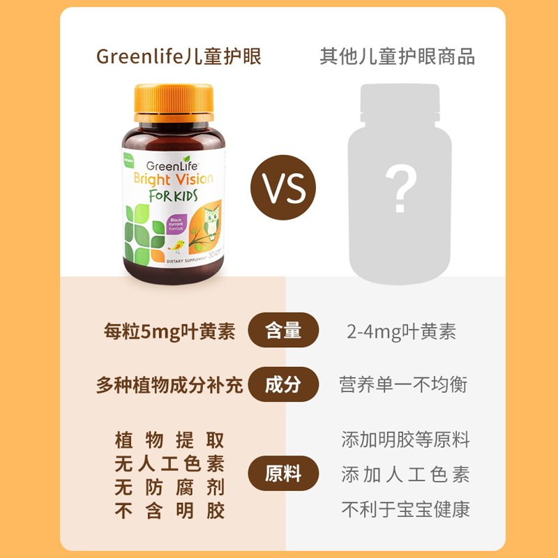 greenlife美国专利儿童护眼咀嚼片 GreenLife海外叶黄素