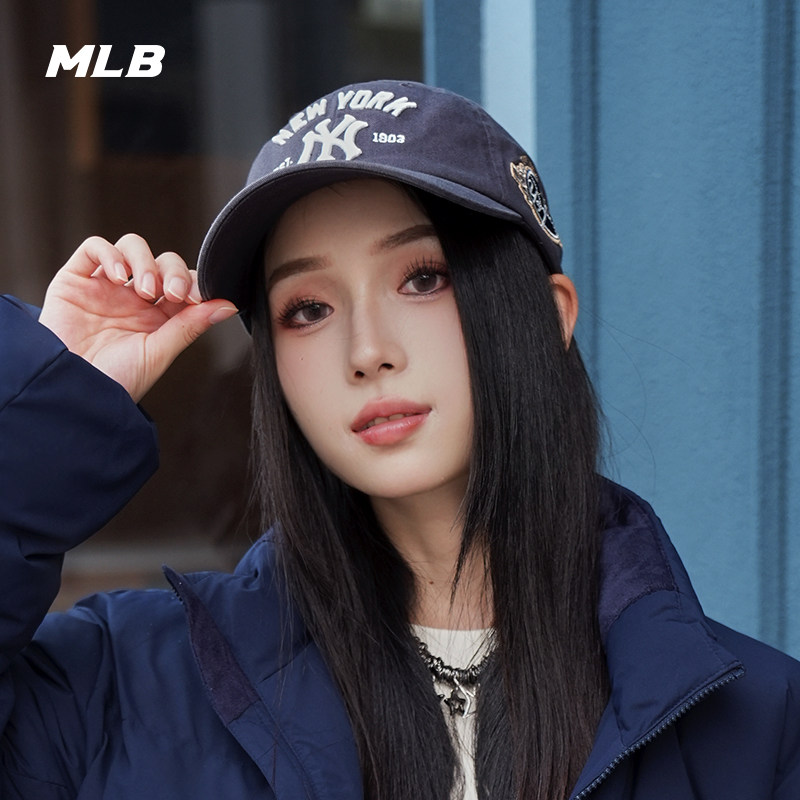 MLB官方张凌赫KARINA同款男女时尚百搭软顶棒球帽25秋冬新款CPB10