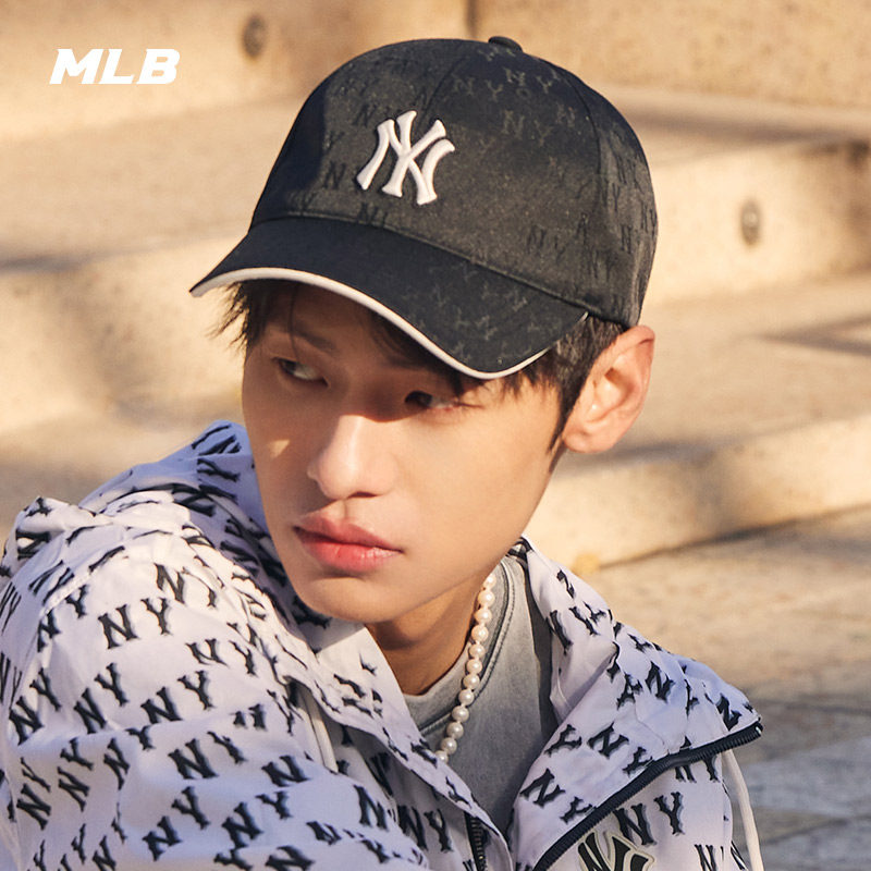 MLB官方 男女同款棒球帽韩系时尚百搭暗纹老花硬顶帽CPM01/CPM10,淘宝优惠券,粉丝福利购,淘宝优惠卷