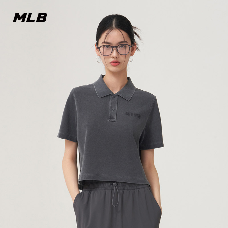 MLB官方  女款时尚复古POLO衫短款潮流短袖上衣25夏季新款PQB04,淘宝优惠券,粉丝福利购,淘宝优惠卷
